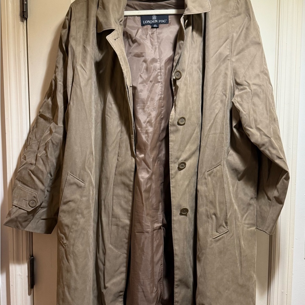 London Fog Tan Trench Coat Classic Water-Resistant Design